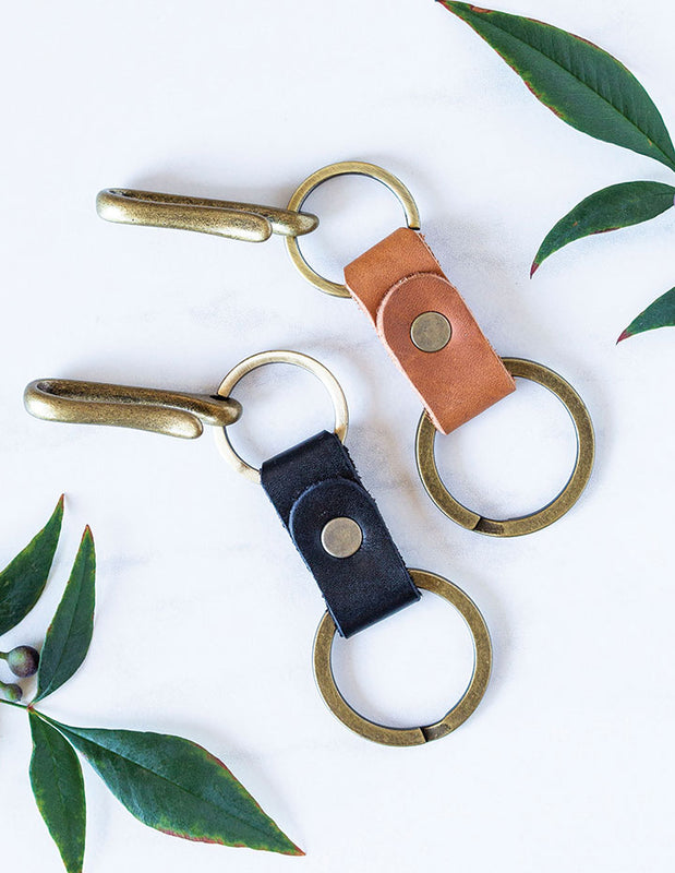 fishhook genuine leather keychain - henri lou designs