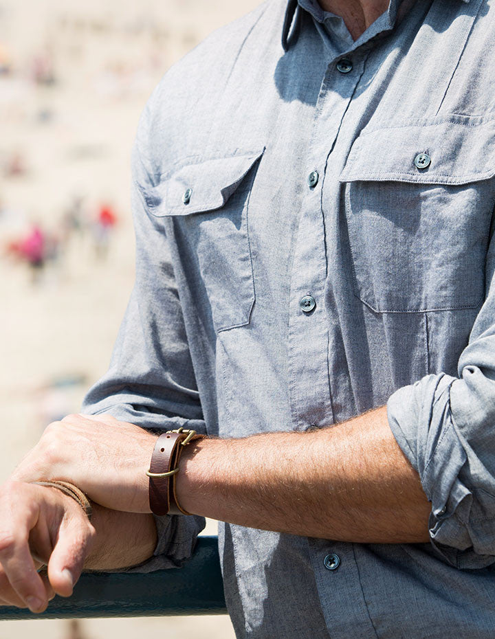 MEN'S BUCKLE WRAP LEATHER BRACELET - HENRI LOU DESIGNS